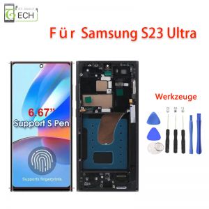 Für Samsung Galaxy S23 Ultra 5G 6.67'' S918 (OLED) LCD Display Rahmen Touchscreen Schwarz 